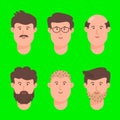 Men Cartoon Avatar Face Icon Set