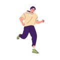 Man running. Young runner exercising. Male jogger training endurance, cardio sport workout. Active person jogging in