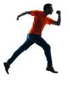 Man runnning jumping silhouette isolated Royalty Free Stock Photo