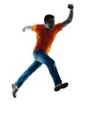 Man runnning jumping silhouette isolated Royalty Free Stock Photo