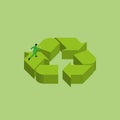 a man runs on a loop of RECYCLE Symbol