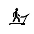 Man runs on treadmill in gym, physical exercise icon,  weight loss and diet, sport and training vector Royalty Free Stock Photo