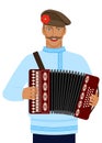 Man in Russian national costume with accordion