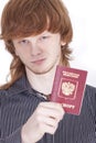 Man with russian passport Royalty Free Stock Photo