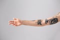 Man`s arm with stylish tattoos Royalty Free Stock Photo