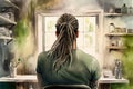 man& x27;s dreadlocks hair haircut back view Royalty Free Stock Photo