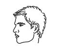 Man`s face. Beautiful cheekbones. Silhouette of a human face on a white background. Vector