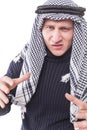 Man's face covered with Arab scarf