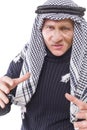 Man's face covered with Arab scarf