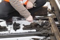 Man's hand with adjustable wrench Royalty Free Stock Photo