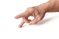 A man`s hand with clenched fingers for a click on the forehead