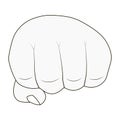 Man`s hand clenched into fist, outlines, vector concept of strength courage