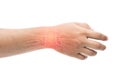 The man`s hand has pain in the tendon. Royalty Free Stock Photo