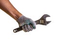 man`s hand holding adjustable wrench Royalty Free Stock Photo
