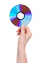 Man's hand holding a compact disc Royalty Free Stock Photo
