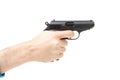 Man's hand holding gun, isolated on white Royalty Free Stock Photo