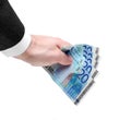 Man's Hand Holding Twenty Euro Notes Royalty Free Stock Photo