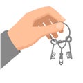 A man`s hand holds a bunch of keys. Royalty Free Stock Photo