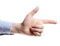 Man`s hand isolated on white. Index finger forward. Royalty Free Stock Photo