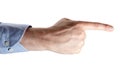Man`s hand isolated on white. Index finger forward. Royalty Free Stock Photo