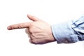 Man`s hand isolated on white. Index finger forward. Royalty Free Stock Photo