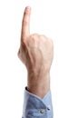 Man`s hand isolated on white. Index finger up. Royalty Free Stock Photo