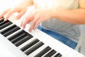 man's hand playing piano Royalty Free Stock Photo