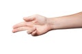 Man's hand shoots fingers on a white background