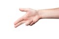 Man's hand shoots fingers on a white background