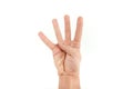 Man`s hand shows four fingers Royalty Free Stock Photo