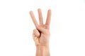 Man`s hand shows three fingers Royalty Free Stock Photo