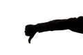 Man`s hand shows a thumb down - silhouette Royalty Free Stock Photo