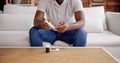 Man's Hand Testing High Blood Sugar Royalty Free Stock Photo