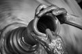 Man's hands creating pottery on wheel Royalty Free Stock Photo