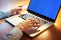 Man's hands with credit card over laptop for online sho Royalty Free Stock Photo