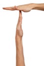 Man's hands in a position to indicate timeout sign