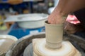 Man`s hands. Potter at work Royalty Free Stock Photo