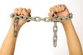 Man's Hands Tied With Chains Royalty Free Stock Photo