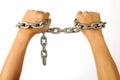 Man's Hands Tied With Chains Royalty Free Stock Photo