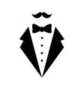 Man`s jacket tuxedo weddind suit with bow tie vector illustration isolated Royalty Free Stock Photo