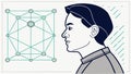 Man\'s Profile with Geometric Network - Digital Communication Vector, vector design Generative AI Royalty Free Stock Photo