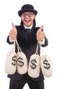 Man with sacks of money isolated Royalty Free Stock Photo