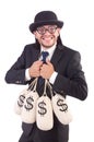 Man with sacks of money isolated Royalty Free Stock Photo