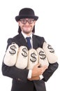 Man with sacks of money isolated Royalty Free Stock Photo