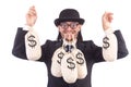 Man with sacks of money isolated Royalty Free Stock Photo