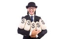 Man with sacks of money isolated Royalty Free Stock Photo