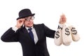 Man with sacks of money isolated Royalty Free Stock Photo