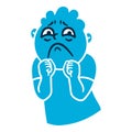 Man with sad emotions. Sorrow emoji avatar. Portrait of an upset person. Cartoon style.