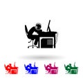 Man sad tired multi color icon. Simple glyph, flat vector of gamer icons for ui and ux, website or mobile application