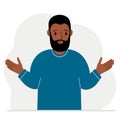 The man is sad and upset. Hands are spread out in different directions. Vector Royalty Free Stock Photo